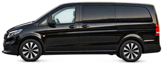 Schwarzer Mercedes Vito, im Profil