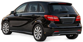 Schwarze Mercedes B‑Klasse, Dreiviertelansicht von hinten