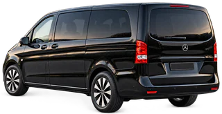 Schwarzer Mercedes Vito, Dreiviertelansicht von hinten