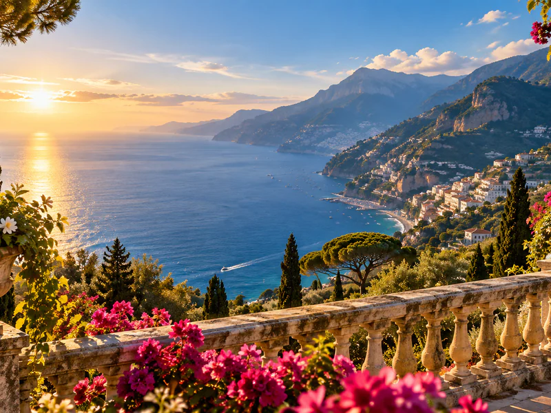 Die Küste von einer Terrasse in Ravello aus
